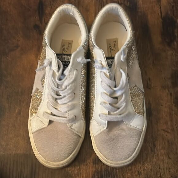 Vintage Havana April Gold Glitter Multi Suede Sneakers Size 7.5 - Picture 3 of 11